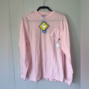 NWT Rip n Dip Pink Kitten Hanging from Pocket Tee Long Sleeve